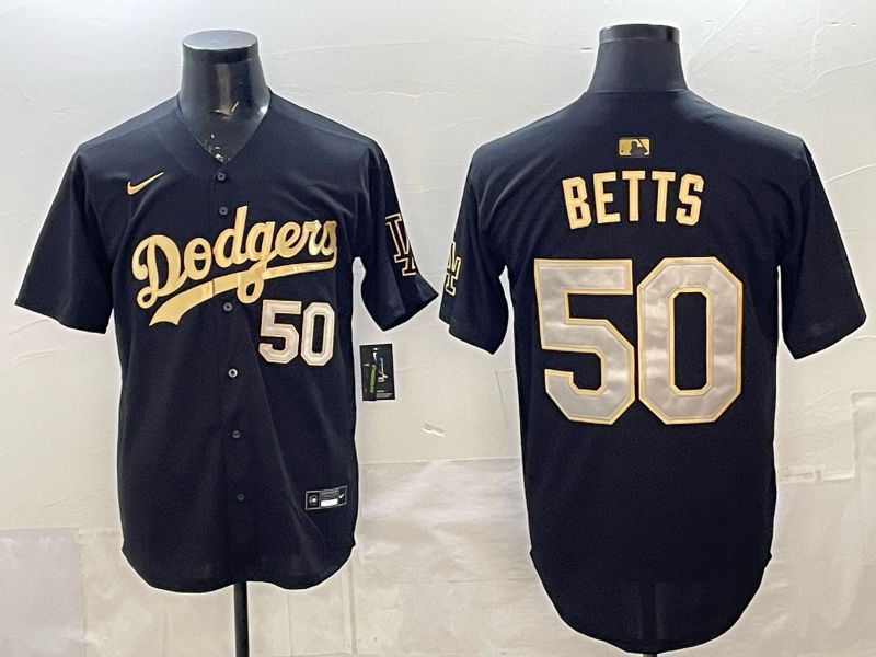 Men Nike 2026 Los Angeles Dodgers #50 Betts black Gold Game MLB Jersey 1217